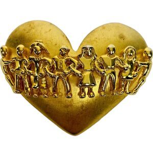 Brooch  In-Vest-Ments We are One Pin Heart Shaped Unity People United Together